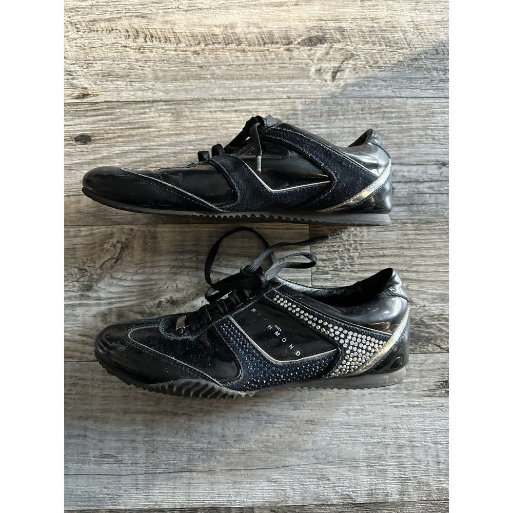 John Richmond Shoes Women's Rhinestones Bling, Size 36 Black Patent Leather
